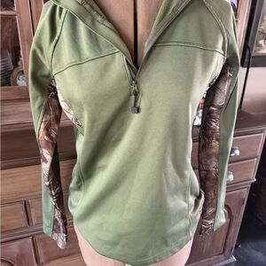 Browning Olive Green Pullover with Pink Logo